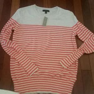 NEW w tags J.Crew cotton sweater coral stripe